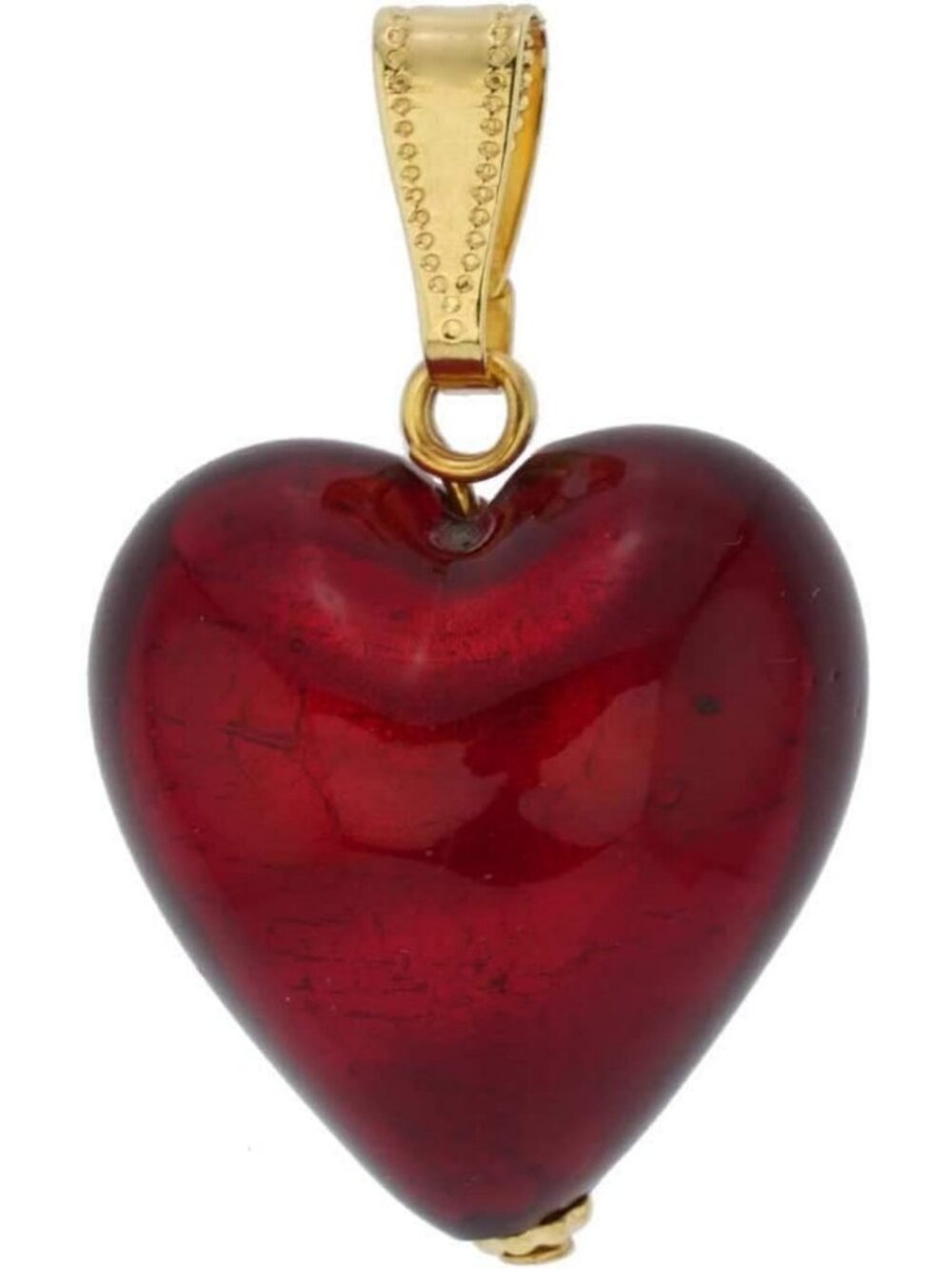 Handmade Murano Glass Blown Red Heart Pendant Necklace for Women - Italian